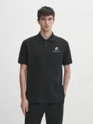 Yakası Düğmeli Yakalı Pike Baskılı T-Shirt - Beyaz