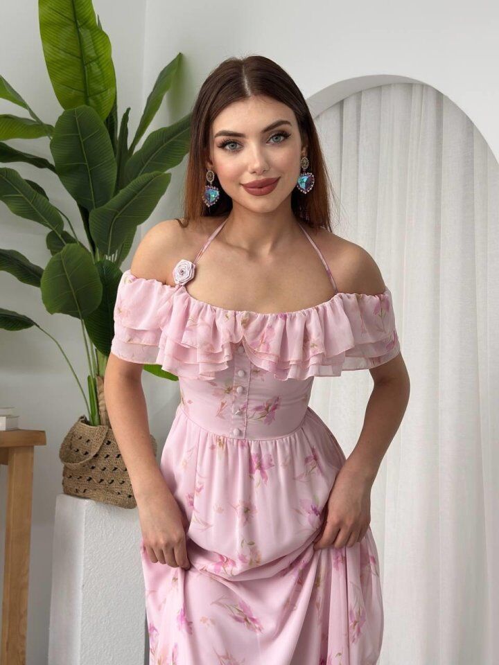 Elmi Çiçek Detaylı Elbise