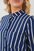 Uzun Kollu Çizgili Gömlek 20283 - A.Lacivert