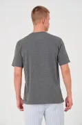 Unisex Düz Biskilet Yaka Oversize T-shirt - Füme