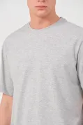 Unisex Düz Biskilet Yaka Oversize T-shirt - Gri