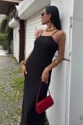 Askıları Ayarlanabilir Örme Dantel Elbise 2879