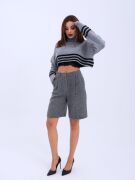 43241 TRİKO ÇİZGİLİ BALIKÇI CROP-GRİ-SİYAH