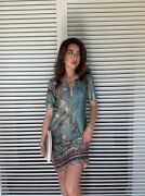 Kadın Kısa Kollu V Yakalı çiçek Baskılı Midi Süprem Elbise