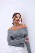 42431 TRİKO DEGAJE YAKA KAZAK-ANTRASİT