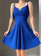 Kadın Dalgıç Krep Kumaş Askılı Mini Elbise