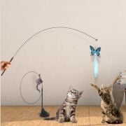 BUFFER® Vantuzlu Tüylü Zilli Olta Kedi Oyuncağı 2 Oltalı