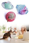 BUFFER® Yaylı Metal Fareli Kafes Kedi Oyun Topu Sıçrayan Spiral Kedi Topu