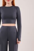 Fitilli Bluz Ve Pantolon Antrasit İkili Takım