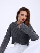 43191 TRİKO CROP KAZAK-SİYAH