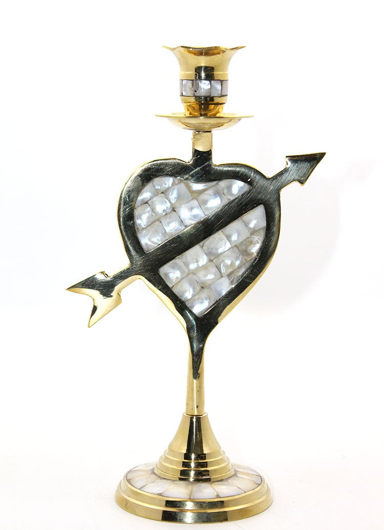 Pirinç Sedefli Tekli Şamdan Model 2