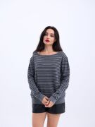 4215 TRİKO ÇİZGİLİ SALAŞ KAZAK-GRİ-SİYAH