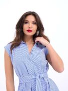 7127 ELBİSE-MAVİ BEYAZ ÇİZGİLİ