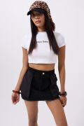 Ters Detay Denim Mini Etek