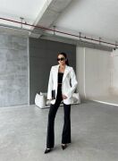 ELLO ETİKETLİ ÇENGELLİ İĞNE DETAYLI CEKET - Beyaz