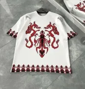 Unisex Bisiklet Yaka Baskılı Oversize T-Shirt - Beyaz