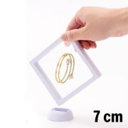BUFFER® 7x7 cm Standlı 3D Takı Ziynet Hatıra Koleksiyon Saklama Kutusu Şeffaf Film Çerçevesi