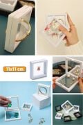 BUFFER® 11x11cm Standlı 3D Takı Ziynet Hatıra Koleksiyon Saklama Kutusu Şeffaf Film Çerçevesi