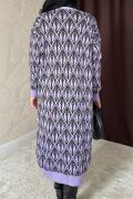 Lila Düğmeli Triko Hırka