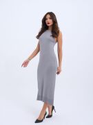 4207 TRİKO KOLSUZ ELBİSE-GRİ