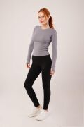 Uzun Kollu Basic Gri Bluz