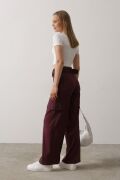 Kemerli Cargo Pantolon - Bordo
