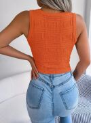 Kadın Askılı Bisiklet Yaka Güpüs Dekolteli Triko Crop Bluz
