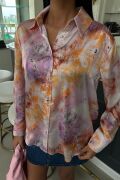 Batik Desenli Saten Gömlek 3409