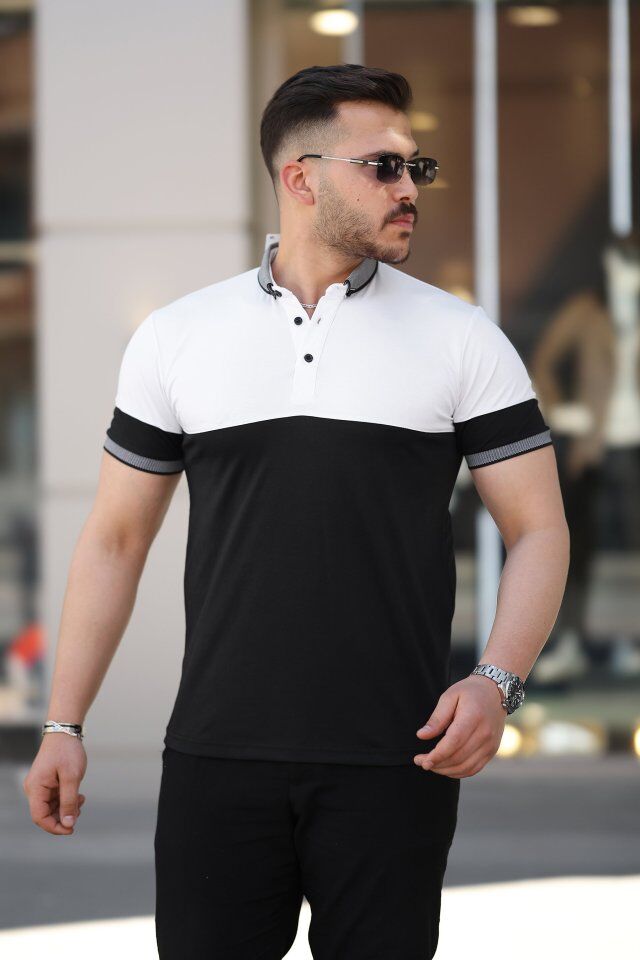 Erkek Yakalı çift Renk Kısa Kollu T-shirt
