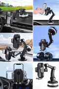 BUFFER® Jel Vantuzlu Cama Takılabilen Güçlü 360 Derece Dönebilen Ayarlanabilir Araç Içi Vantuzlu Telefon Tutucu