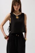 Yandan Bağlamalı Crop Bluz