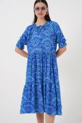 Kısa Kol Desenli Elbise 2553 - Saks