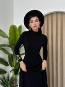 Dina Boğazlı Midi Elbise