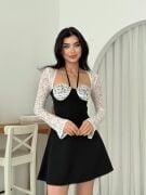 KOLVE GÖĞÜS LEZ DANTE LBEDEN ATLAS KUMAŞ GLOPLU ELBİSE