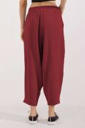 6591 Dokuma Şalvar Pantolon - Bordo