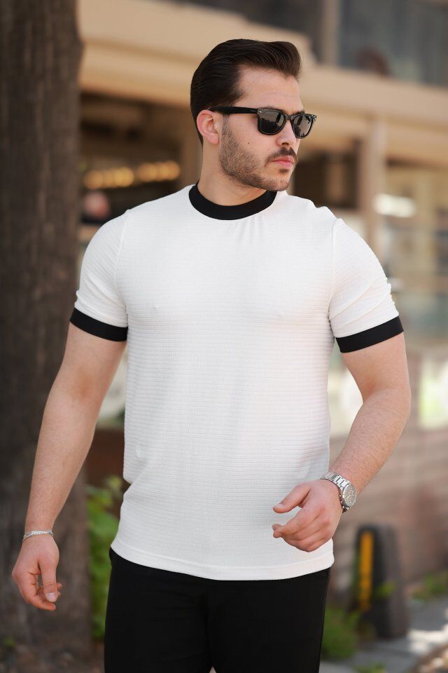 Erkek Bisiklet Yaka örme Pamuklu Kumaş Kısa Kollu T-shirt