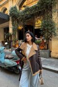 Kahverengi Apoletli Kürklü Ceket