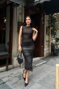 Cindy Transparan Tül Elbise 2683-8