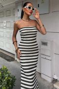 Maura Desenli Straplez Elbise 2770