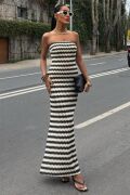 Maura Desenli Straplez Elbise 2770