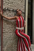 Lucia Çizgili Ajurlu Elbise 2763