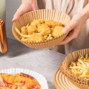 BUFFER® 50 Adet 20 cm Air Fryer Pişirme Kağıdı Tek Kullanımlık Yağ Geçirmez Yuvarlak Tabak Model PVC