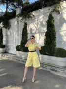 Yakalı Gömlek Kemerli Şortlu Takım - Sarı