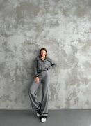 Şerit Detaylı Hırka Pantolon İkili Takım