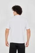 Unisex Jakar Kumaş Slim Fit T-Shirt - Beyaz