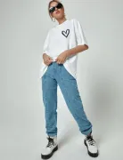 Bisiklet Yaka Baskılı Oversize T-Shirt - Beyaz