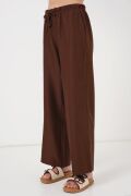 Geniş Paça Keten Pantolon 6735 - Kahverengi