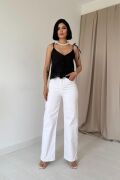 Siyah Bağcıklı Brode Bluz