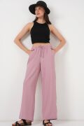 Geniş Paça Keten Pantolon 6735 - Gül Kurusu