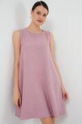 2444 Mini Keten Elbise - Pembe